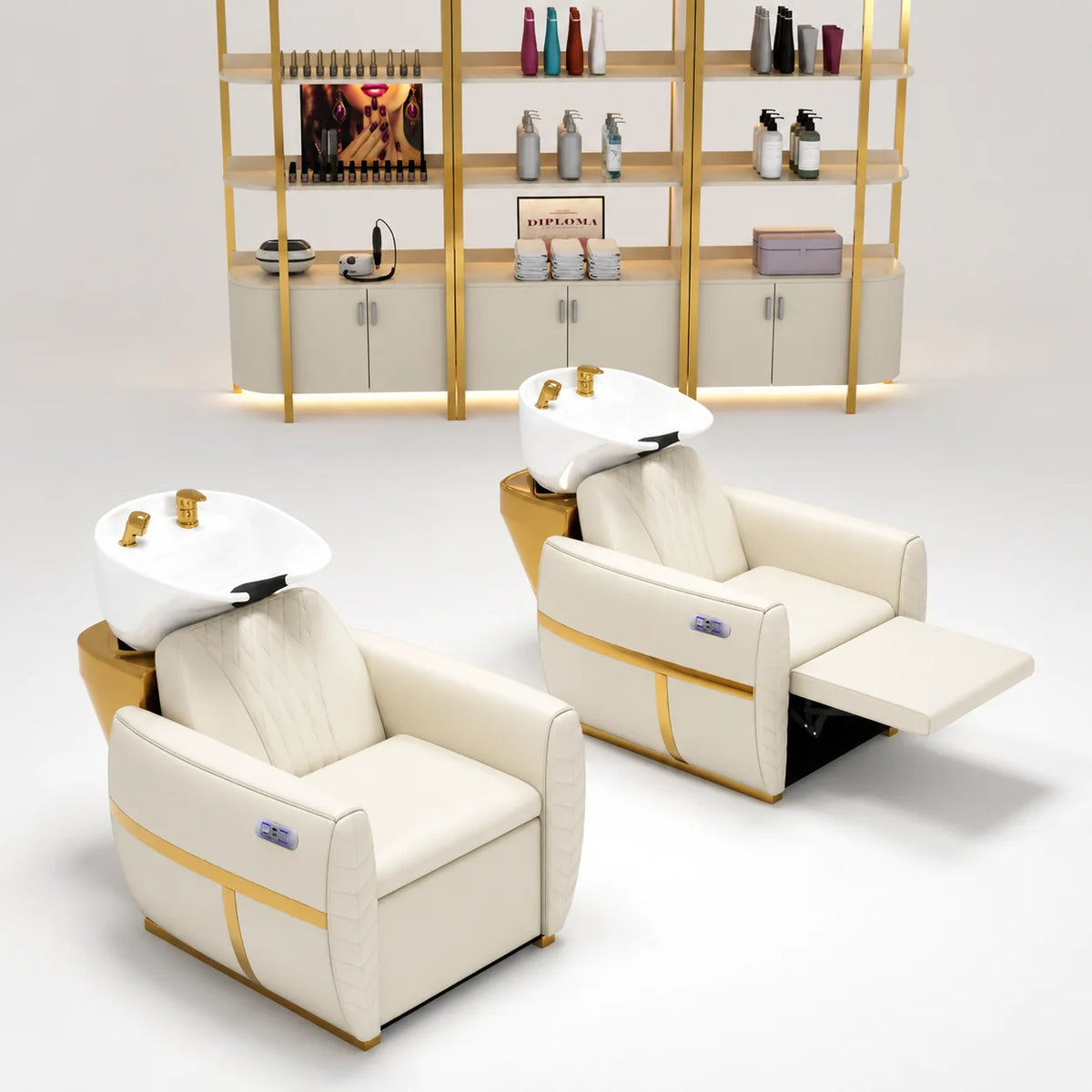 Barber Backwash Unit with Reclining Footrest