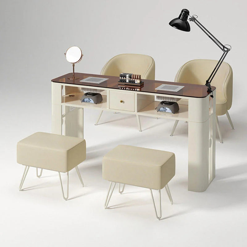 Nail Salon Table with Workstations and Storage