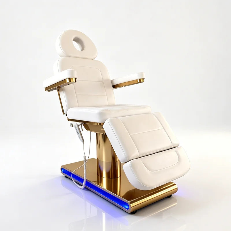 Electric Massage Treatment Bed with Gold Pedestal Base