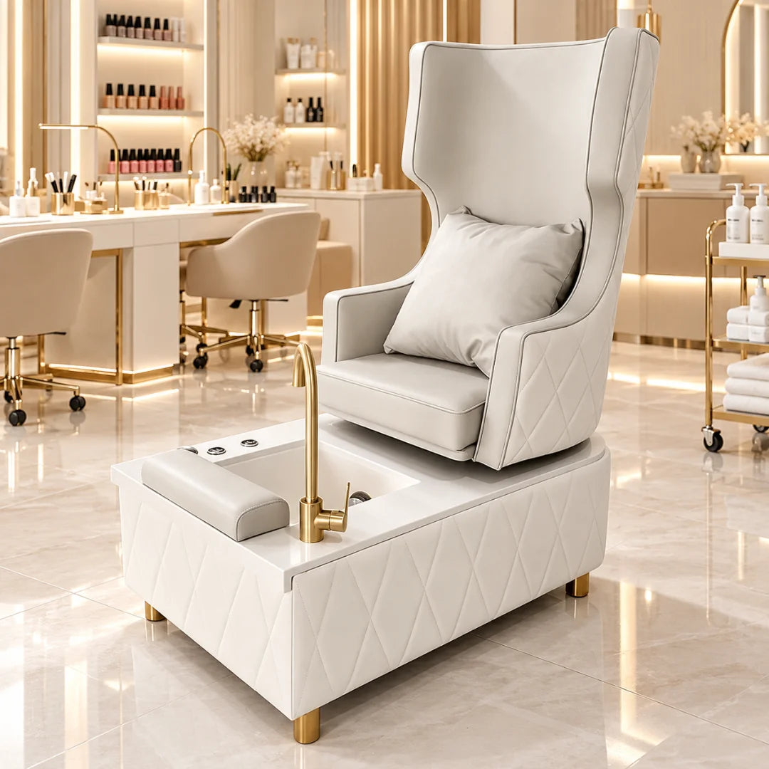 Upholstered Pedicure Spa Chair with Foot Basin