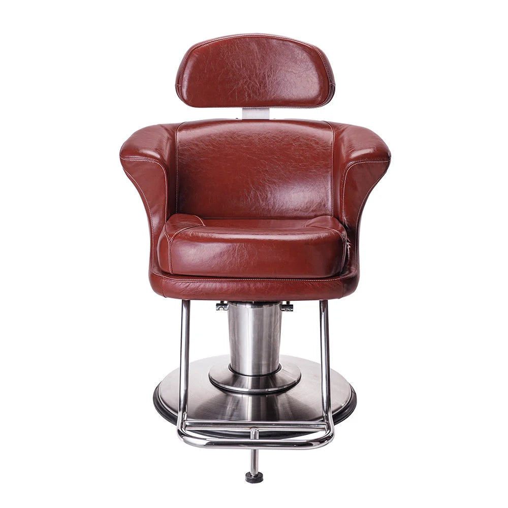 Burgundy Leather Upholstered Salon Styling Chair