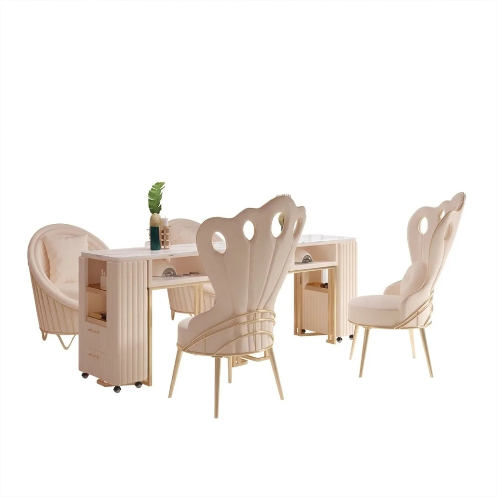 High-Back Nail Salon Manicure Chair with Decorative Cutouts