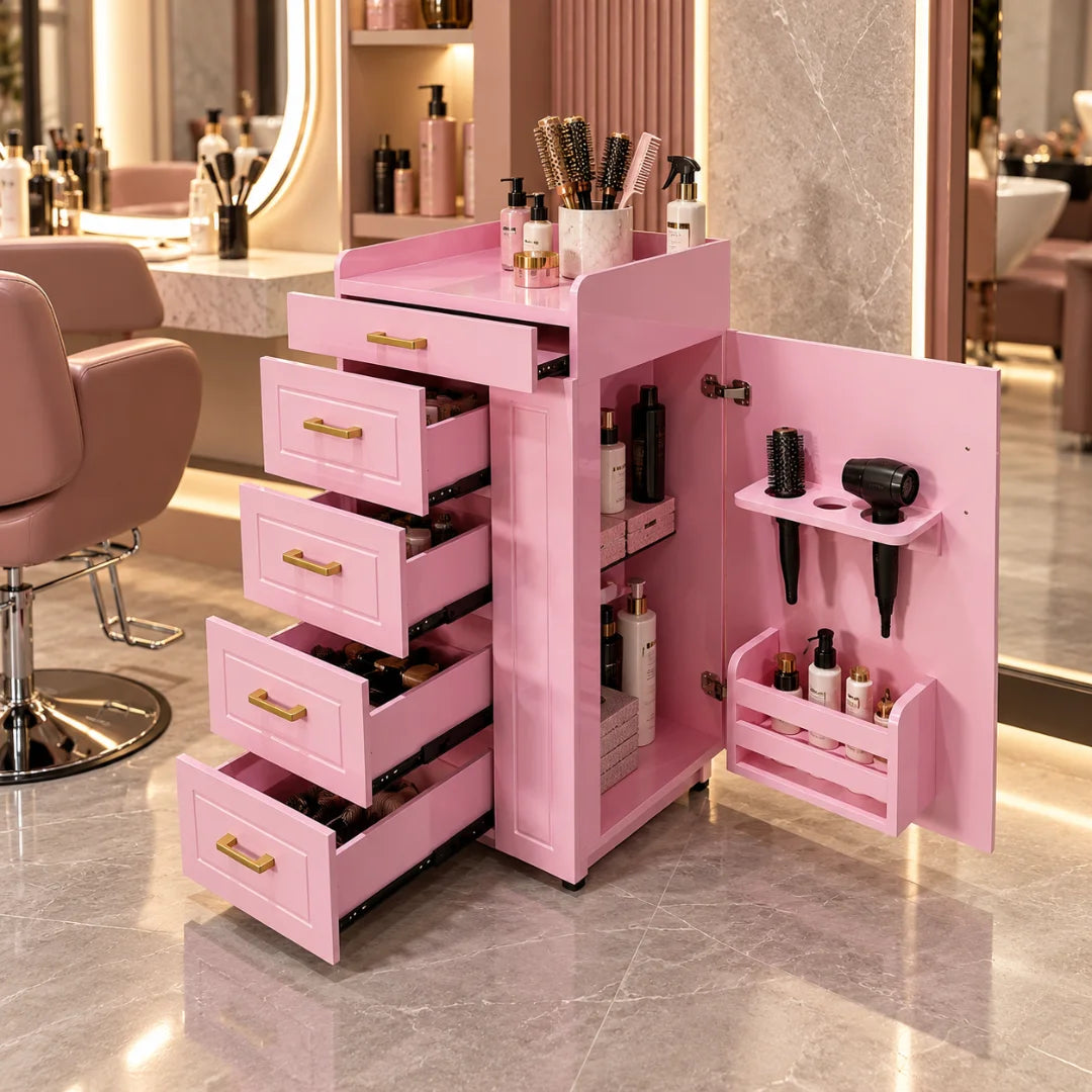 Beauty Salon Trolley with Drawer and Cabinet Storage