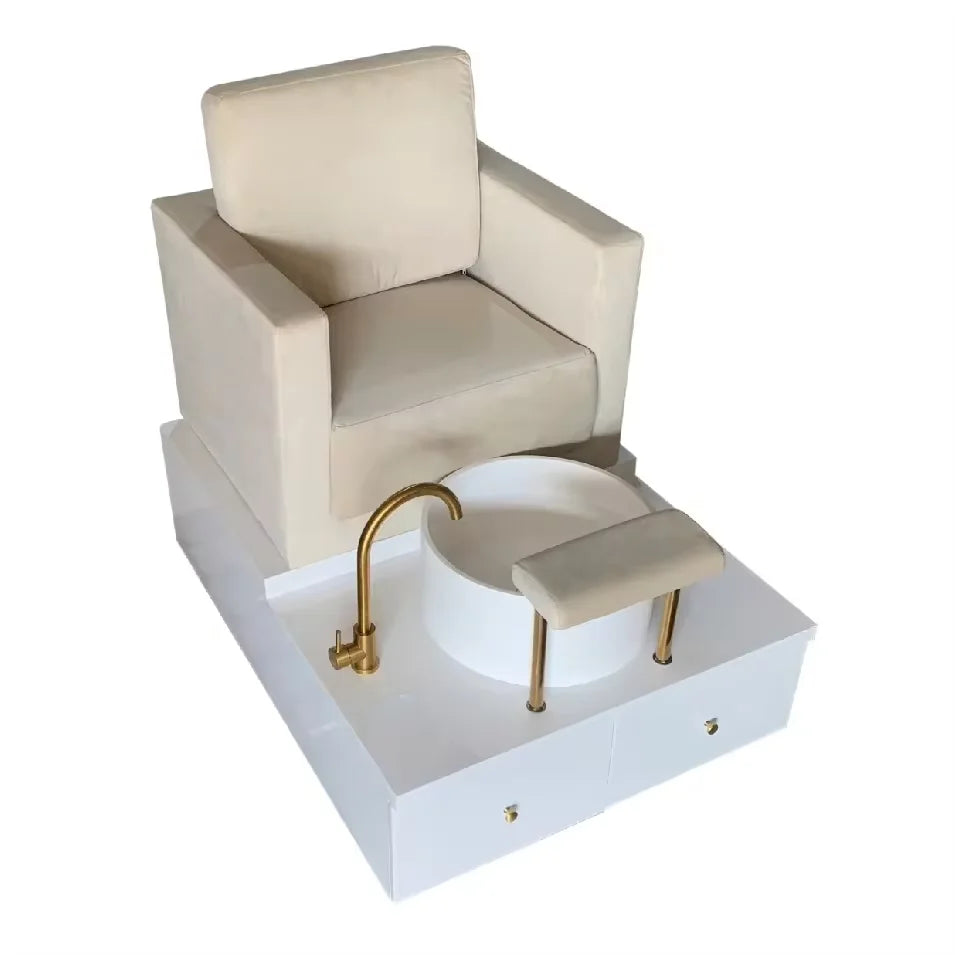 Cream Upholstered Pedicure Spa Chair