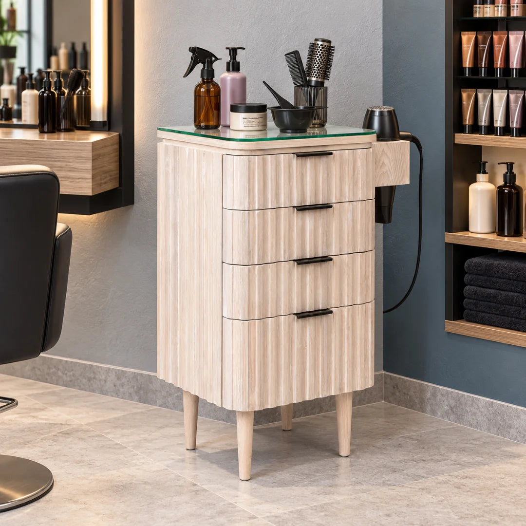 Modern Light Oak Salon Trolley