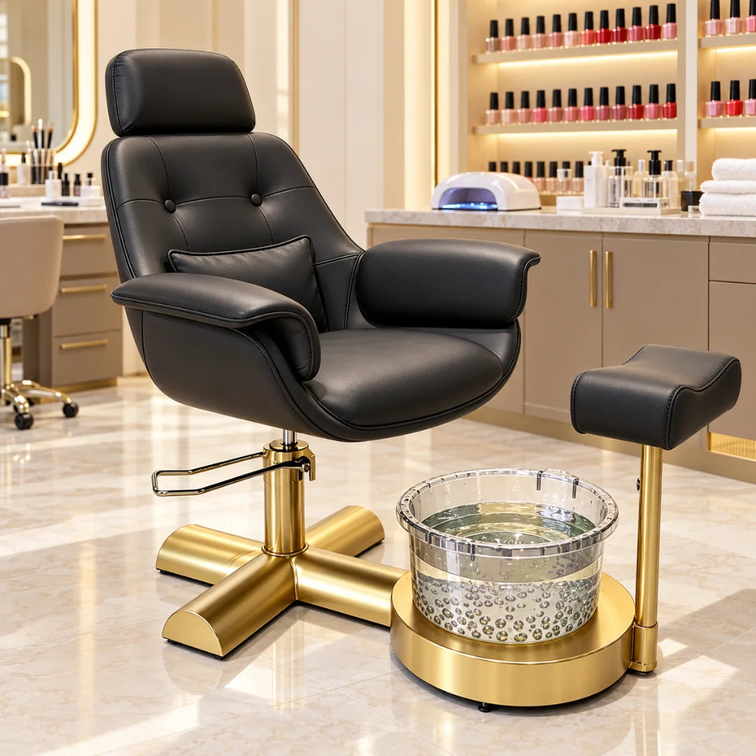 Button Tufted Pedicure Spa Chair with Padded Footrest