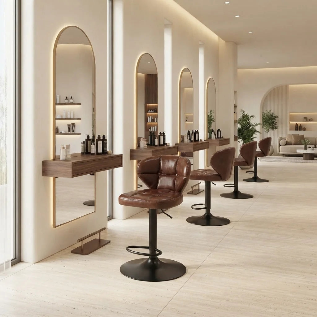 Modern Leather Tufted Salon Chair