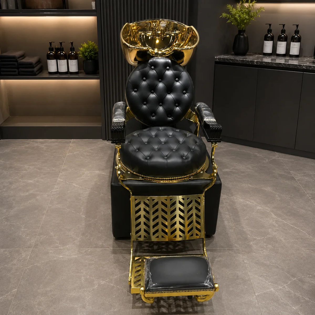 Luxury Gold Reclining Shampoo Station