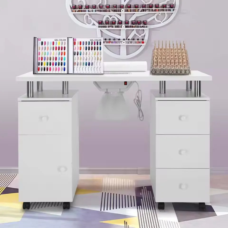 High-End Manicure Workstation with Dual Storage Cabinets