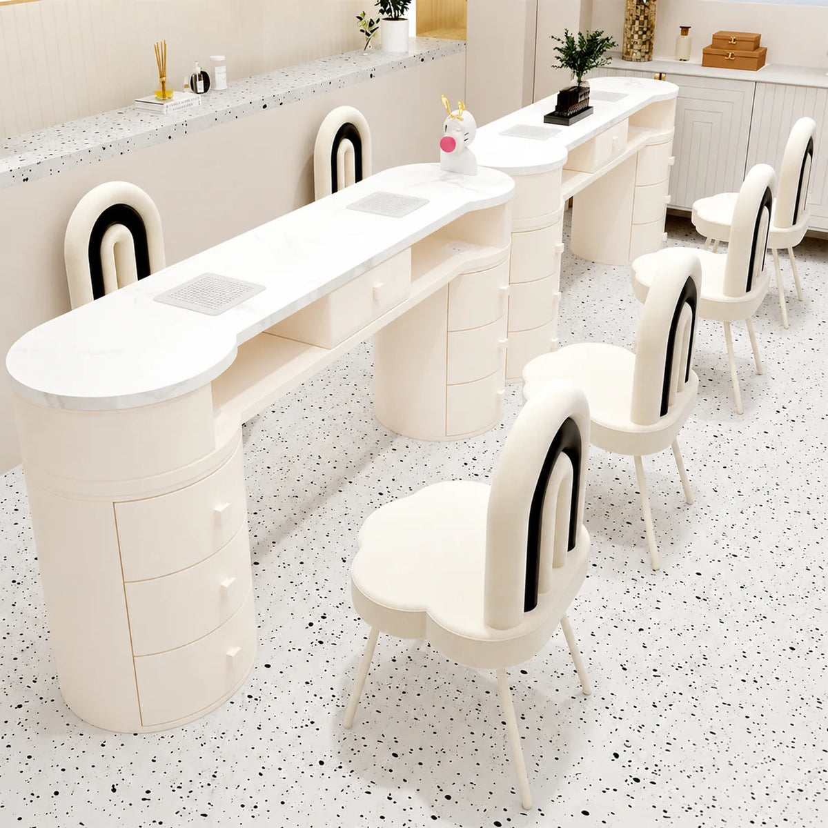 High-End Manicure Table with Storage Cabinets