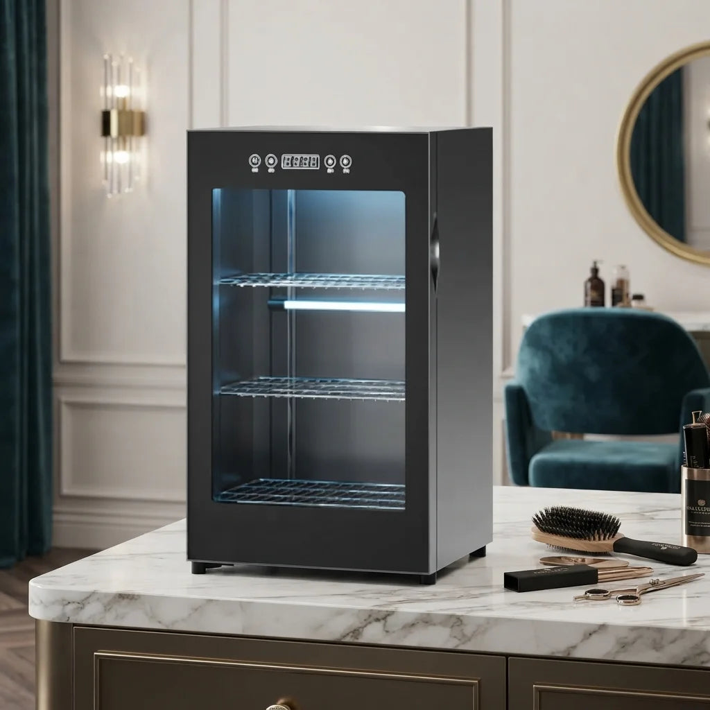 Black Barber & Salon Sterilization Cabinet