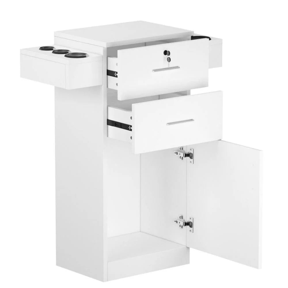 Black White Barber Styling Unit with Tool Organization