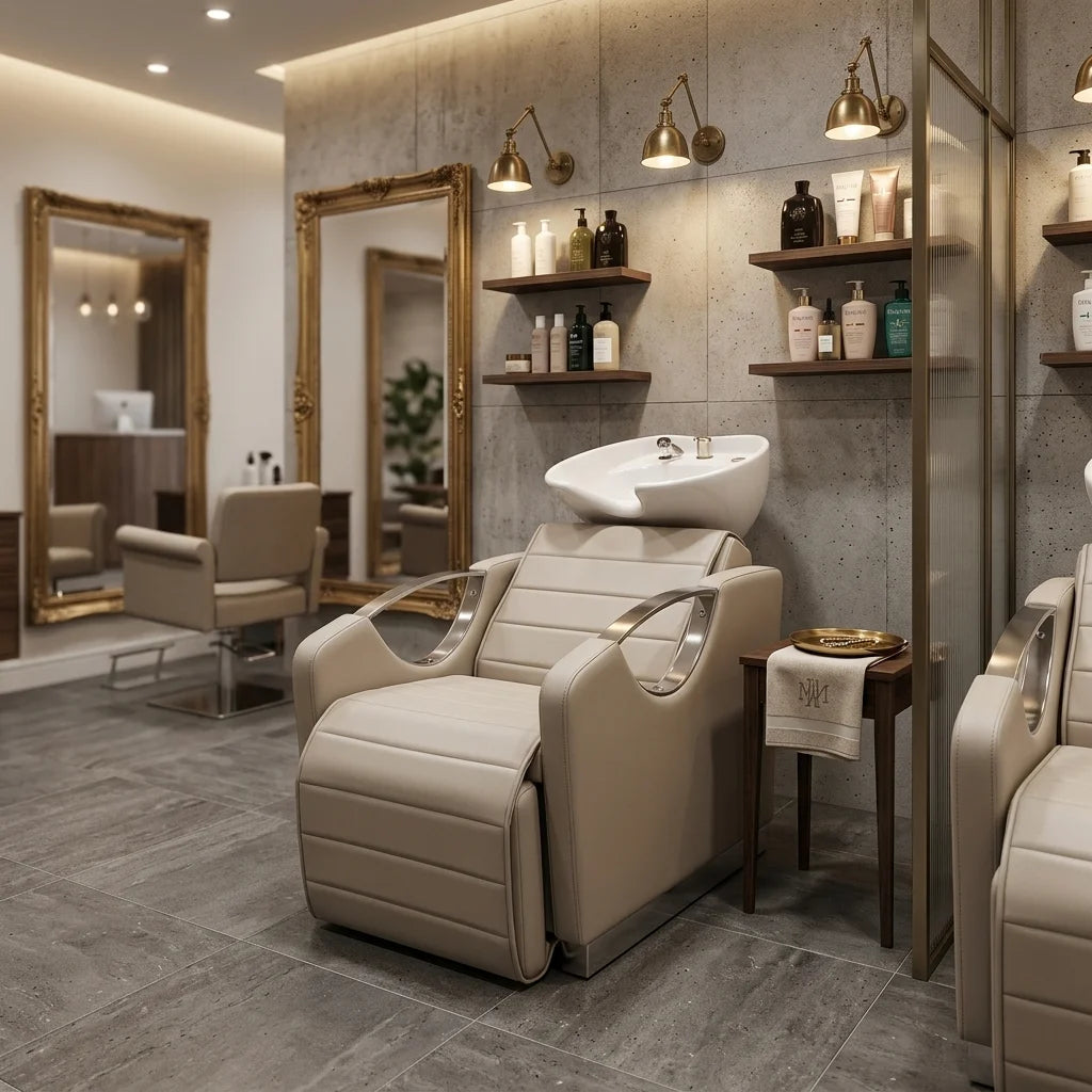 Reclining Salon Backwash Station with Upholstered Seating