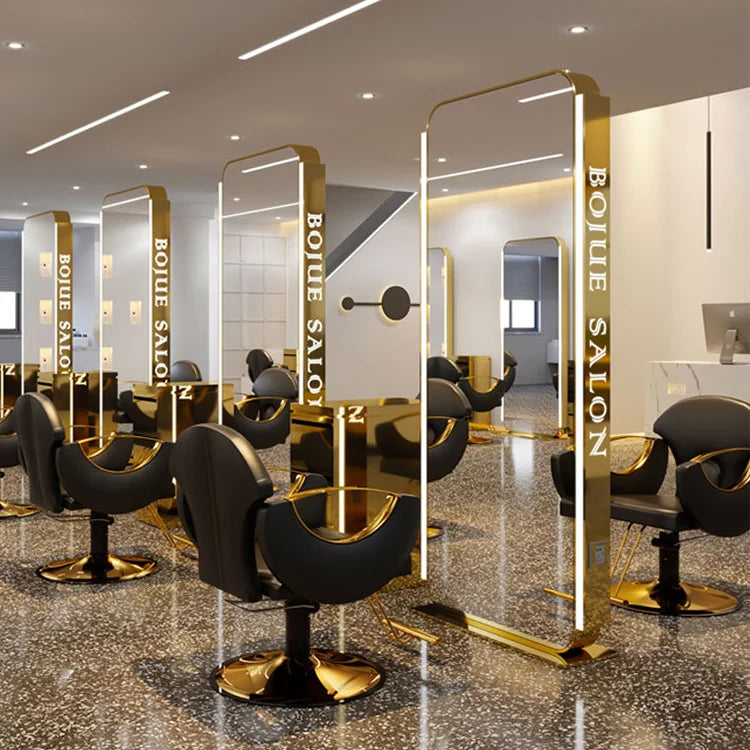 Freestanding Double-Sided Salon Mirror Station