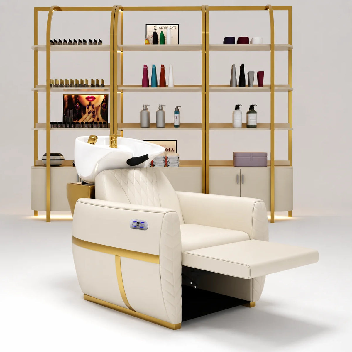 Barber Backwash Unit with Reclining Footrest