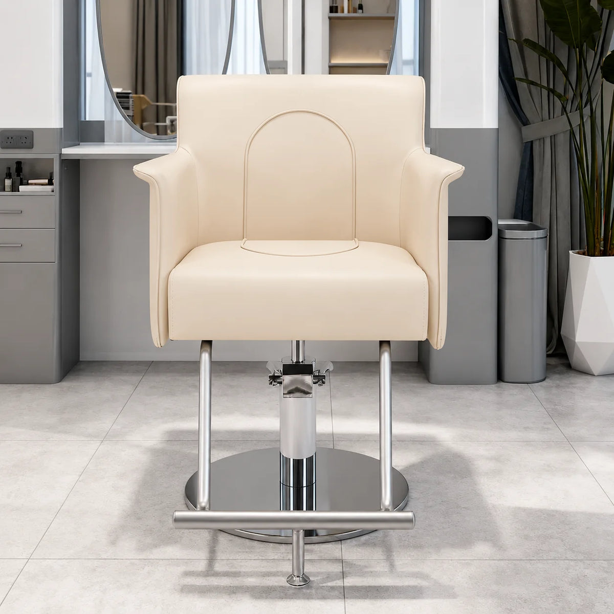 Hairdresser Salon Chair with Upholstered Bucket Seat