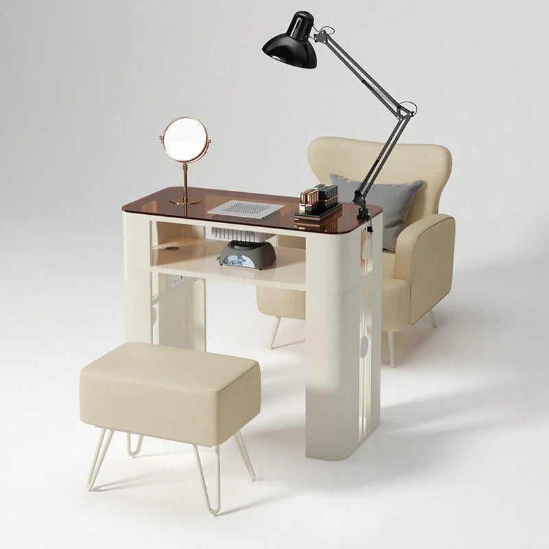 Nail Salon Table with Workstations and Storage