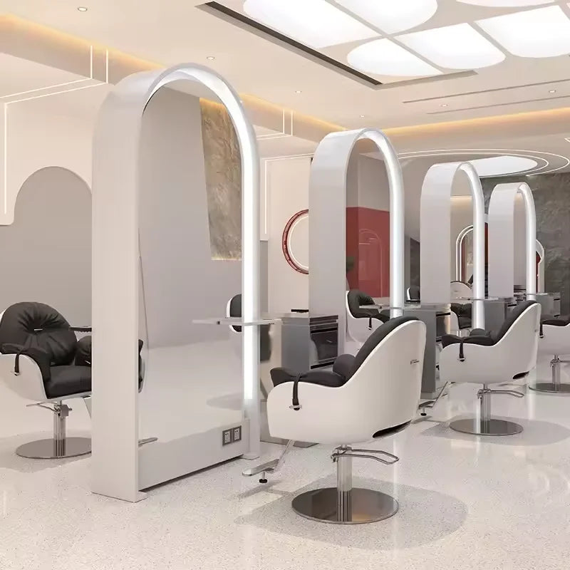 Freestanding Hair Salon Arched LED Mirror