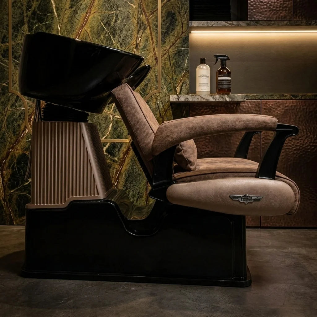 Salon Backwash Black Theme Chair with Shampoo Basin