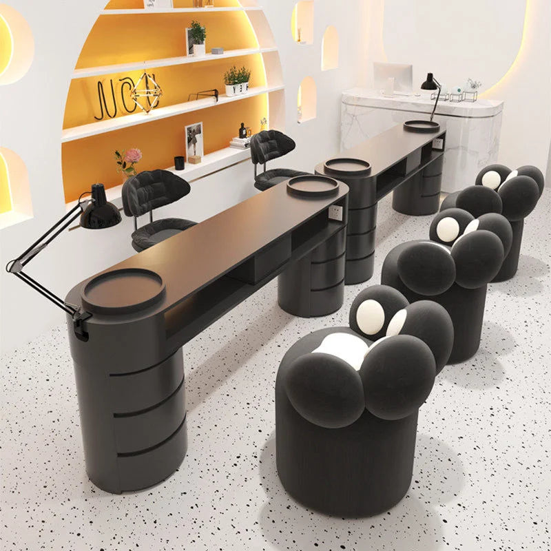 Double Manicure Table with Storage and Ventilation
