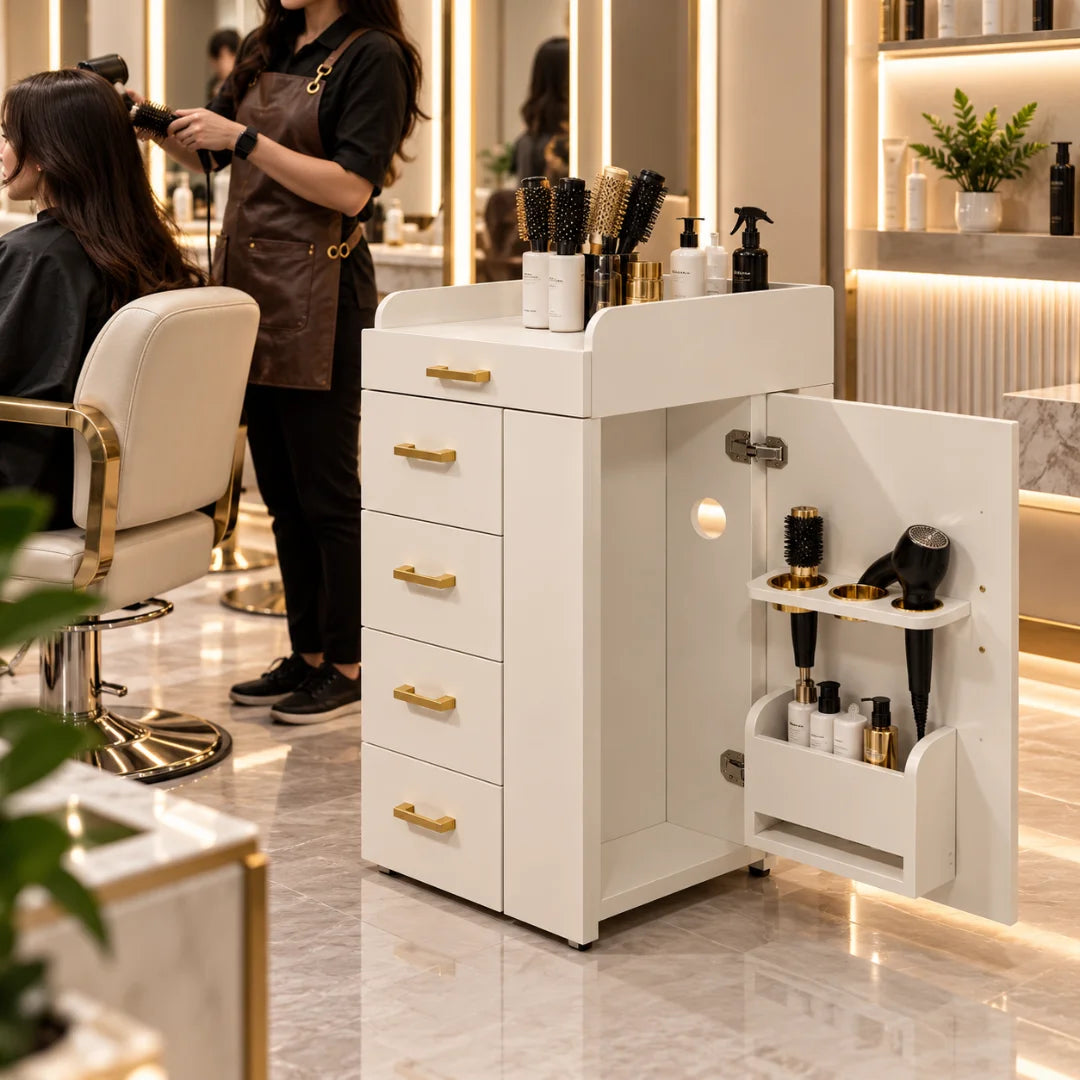 Beauty Salon Trolley with Drawer and Cabinet Storage