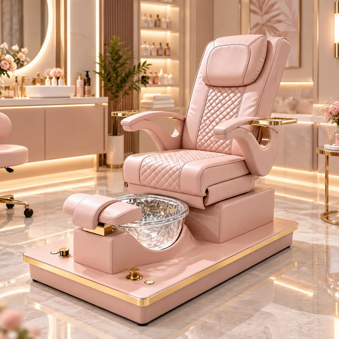 High-Back Pedicure Spa Chair with Foot Basin