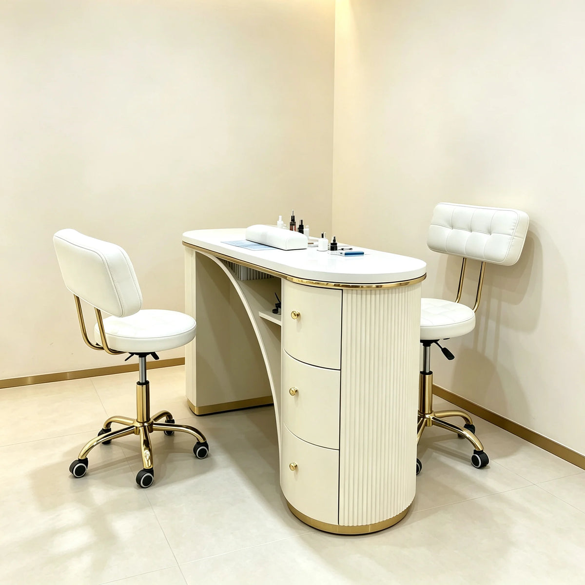Manicure Table with Task Light and Drawer Storage