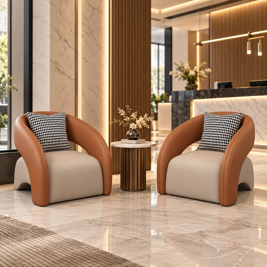 Two-Tone Reception Lounge Chair with Wraparound Backrest