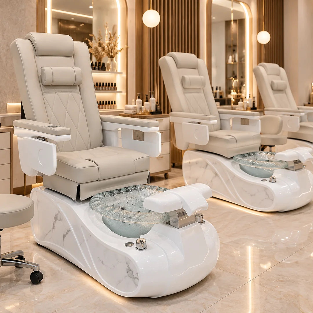 High-Back Pedicure Chair with Foot Soaking Basin