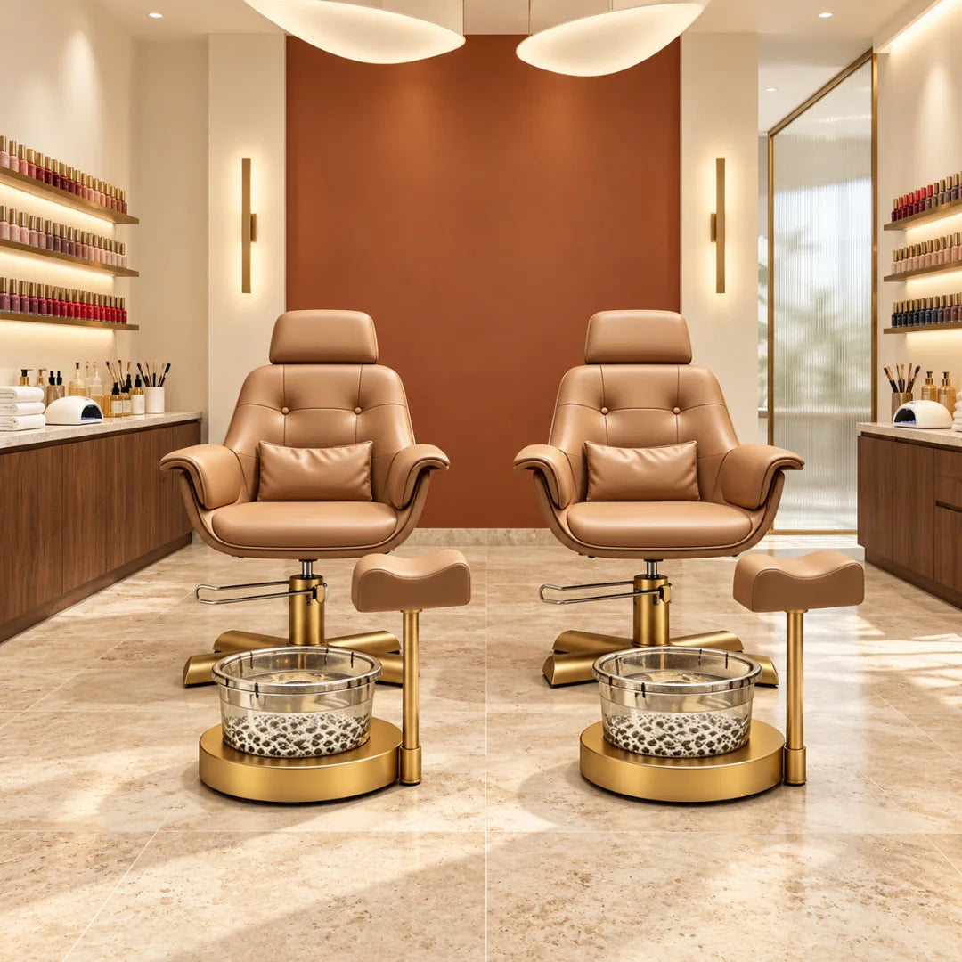 Button Tufted Pedicure Spa Chair with Padded Footrest
