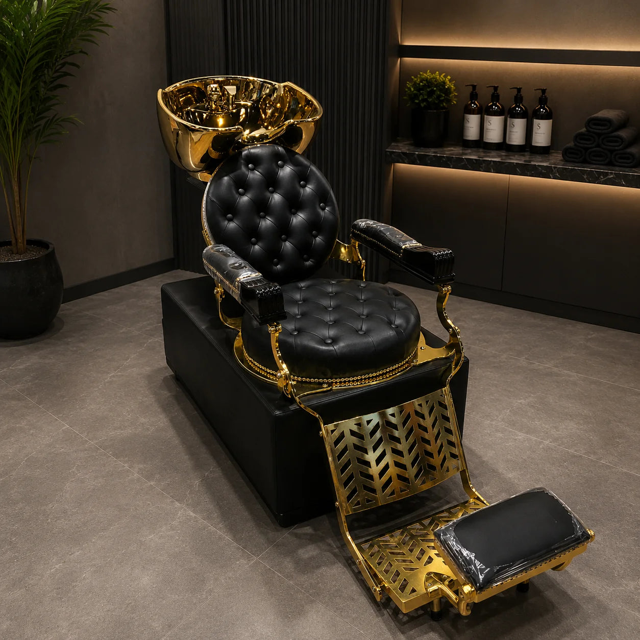Luxury Gold Reclining Shampoo Station