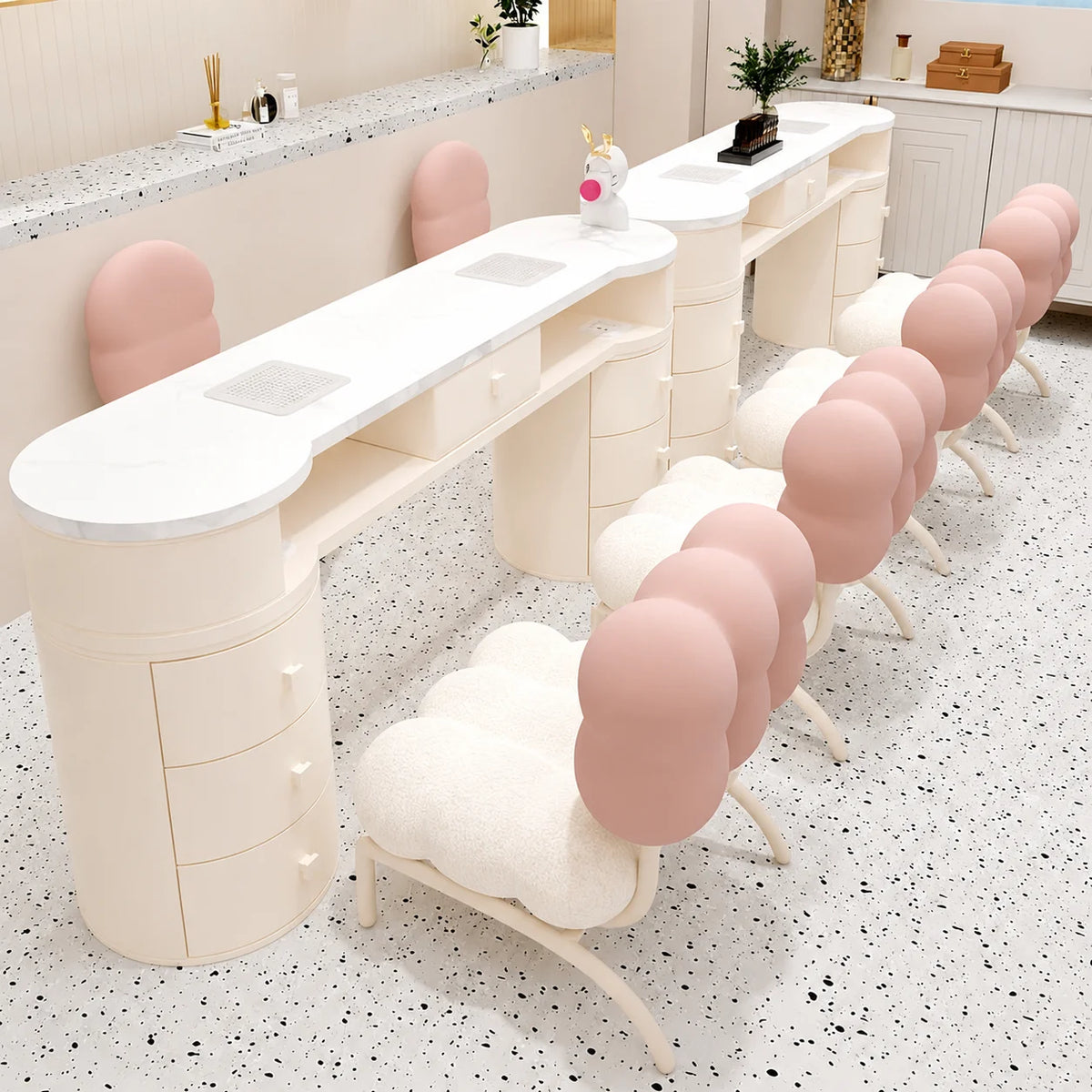 High-End Manicure Table with Storage Cabinets