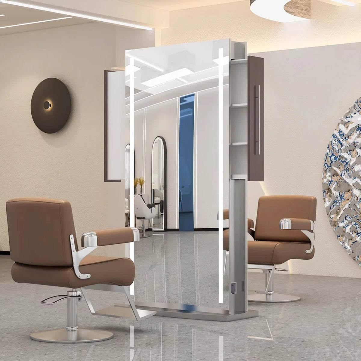 Luxury Double-Sided LED Barber Styling Station
