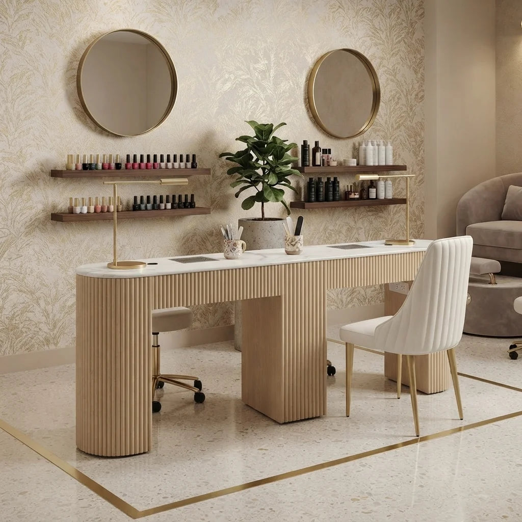 Modern Manicure Station Table with Storage
