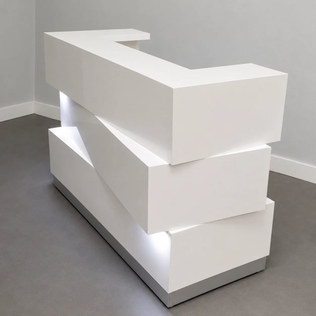 Modern Geometric Reception Desk with LED Accent
