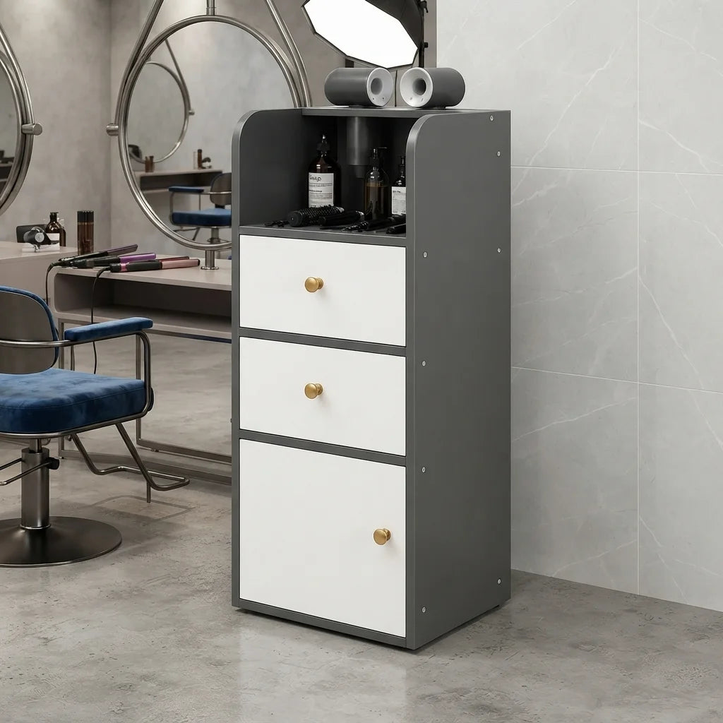 Modern Hair Styling Cabinet with Dual Dryer Holders
