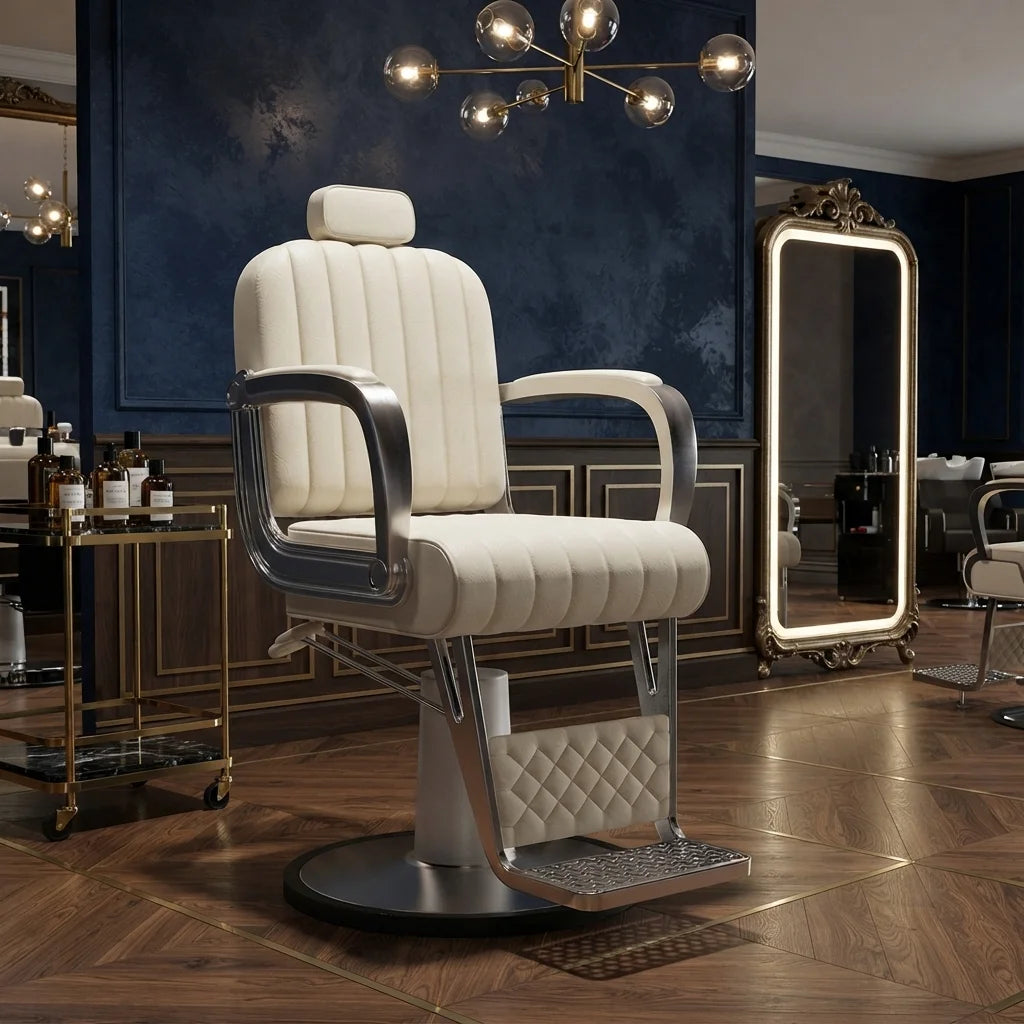 Hydraulic Salon Styling Chair with Ribbed Upholstery