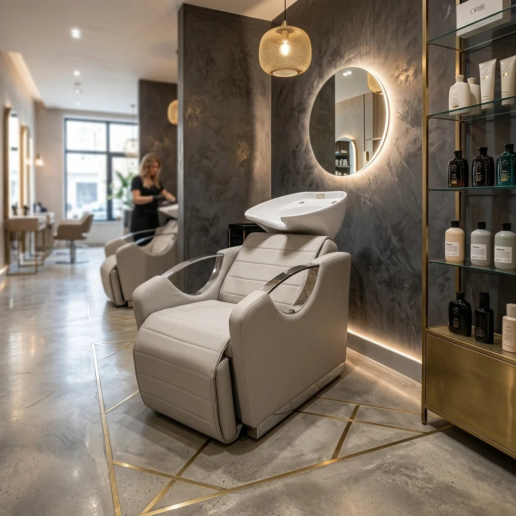 Reclining Salon Backwash Station with Upholstered Seating