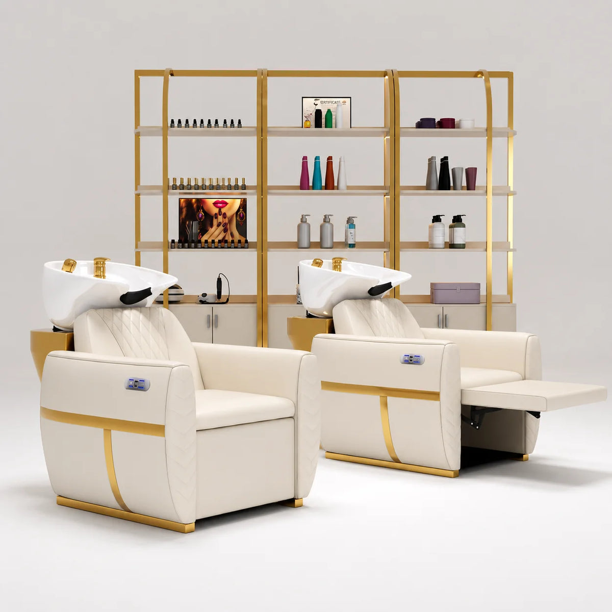 Barber Backwash Unit with Reclining Footrest