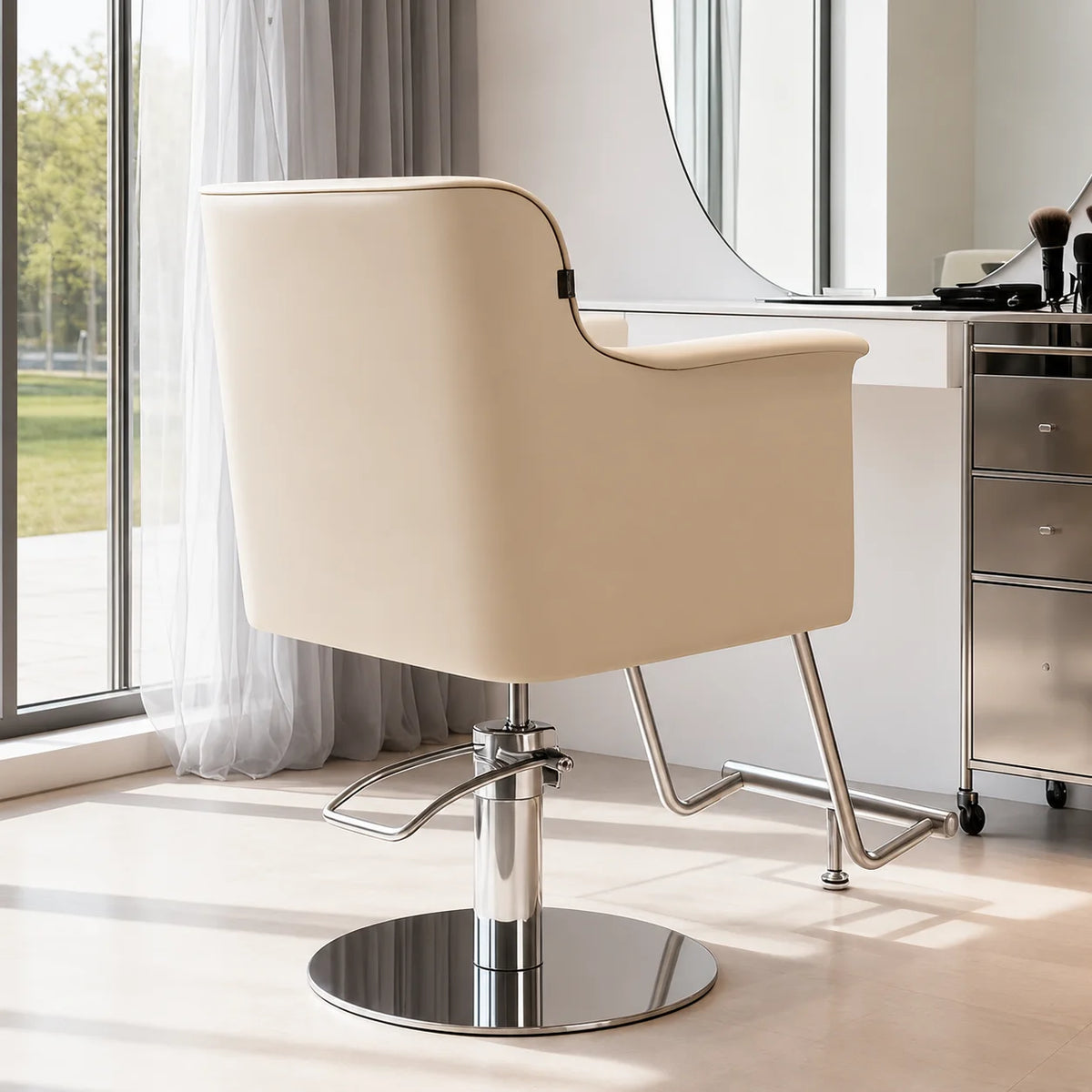Hairdresser Salon Chair with Upholstered Bucket Seat