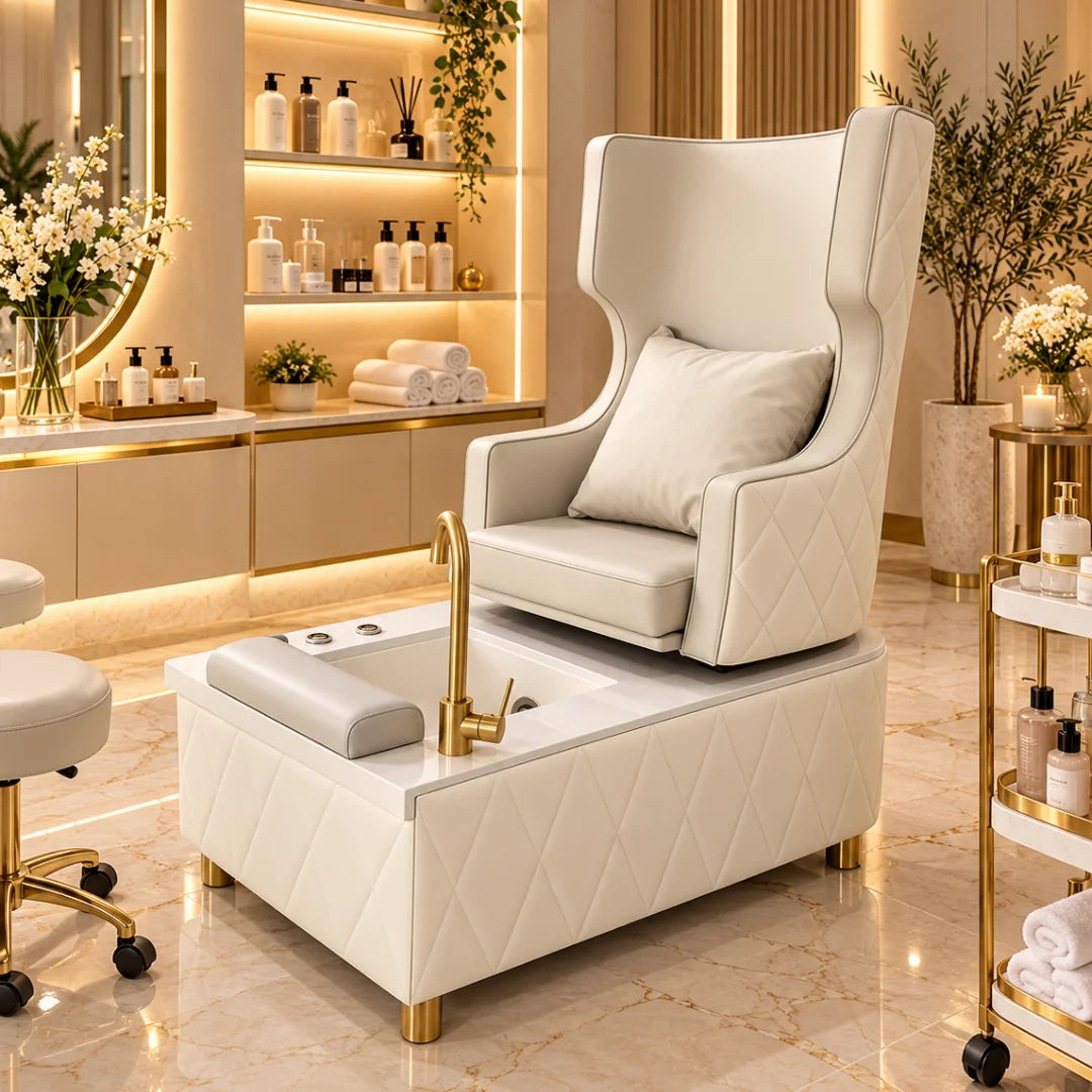 Upholstered Pedicure Spa Chair with Foot Basin