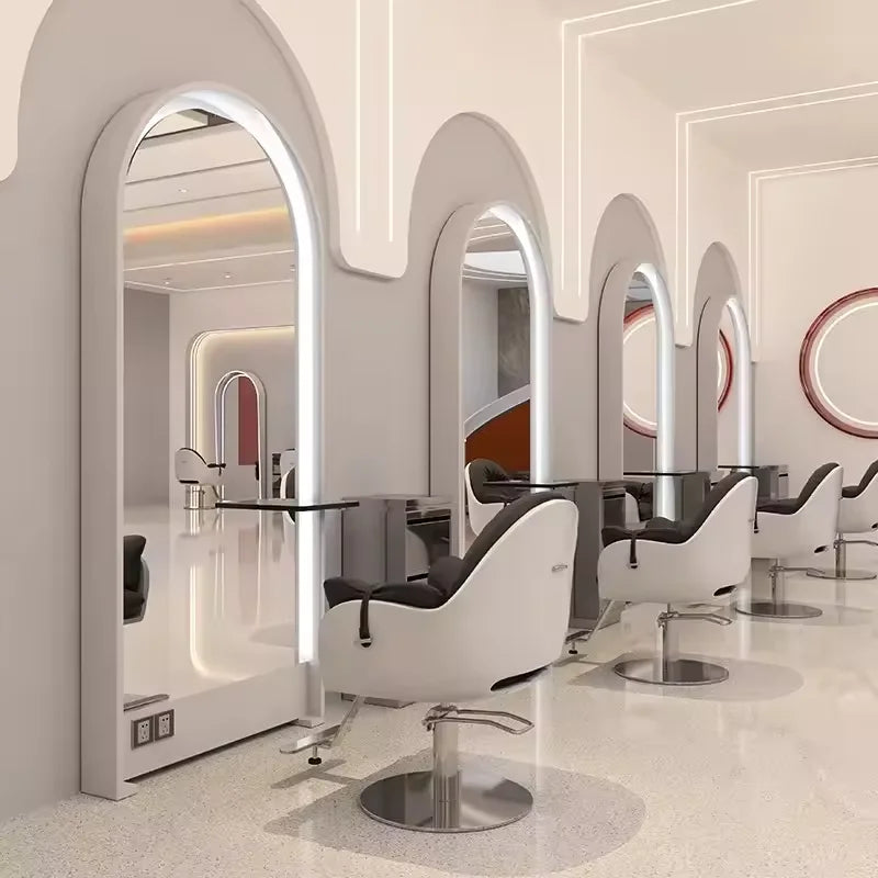 Freestanding Hair Salon Arched LED Mirror
