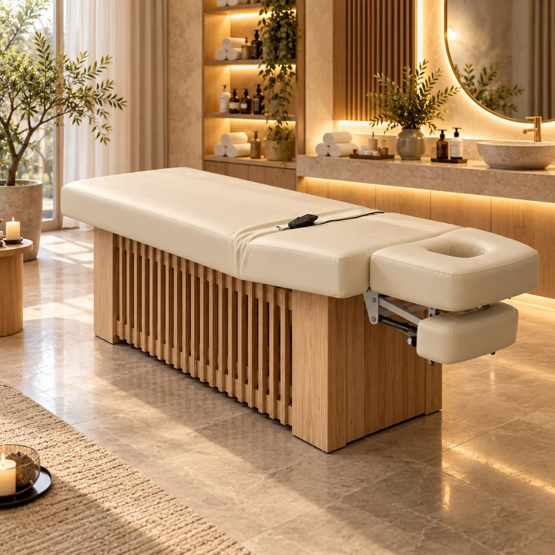 Wood-Finish Spa Massage Table with Padded Headrest