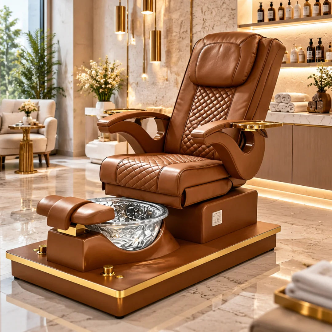 High-Back Pedicure Spa Chair with Foot Basin