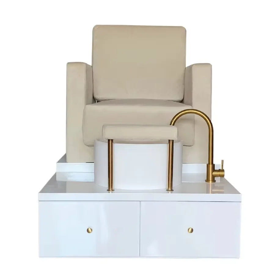 Cream Upholstered Pedicure Spa Chair