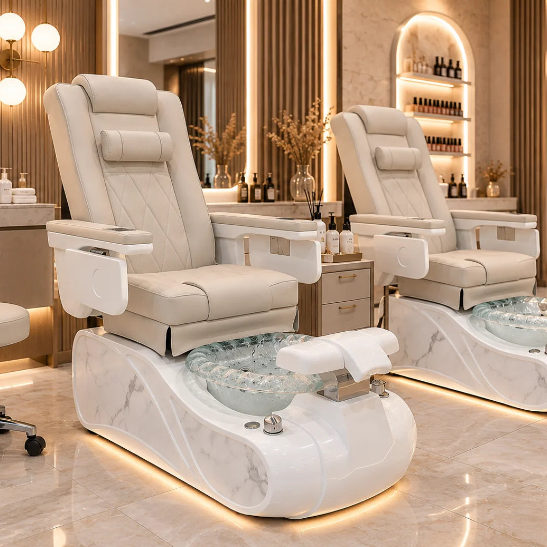 High-Back Pedicure Chair with Foot Soaking Basin