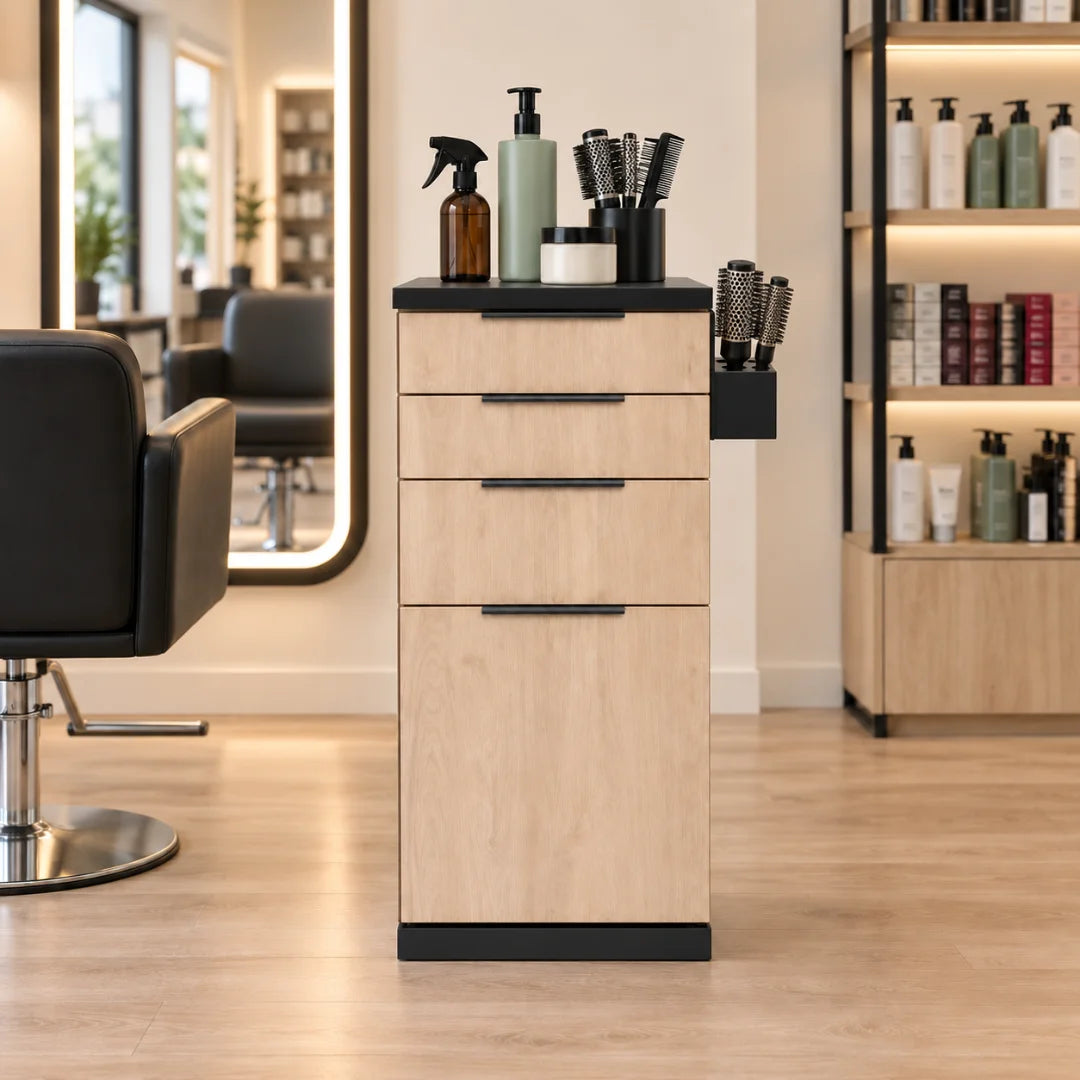 Luxury Wooden Salon Styling Trolley with Drawers