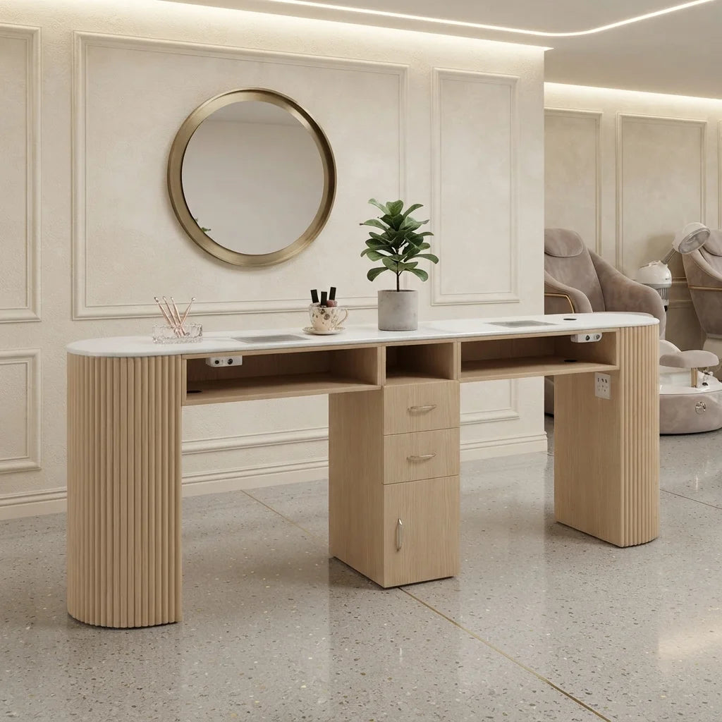 Modern Manicure Station Table with Storage