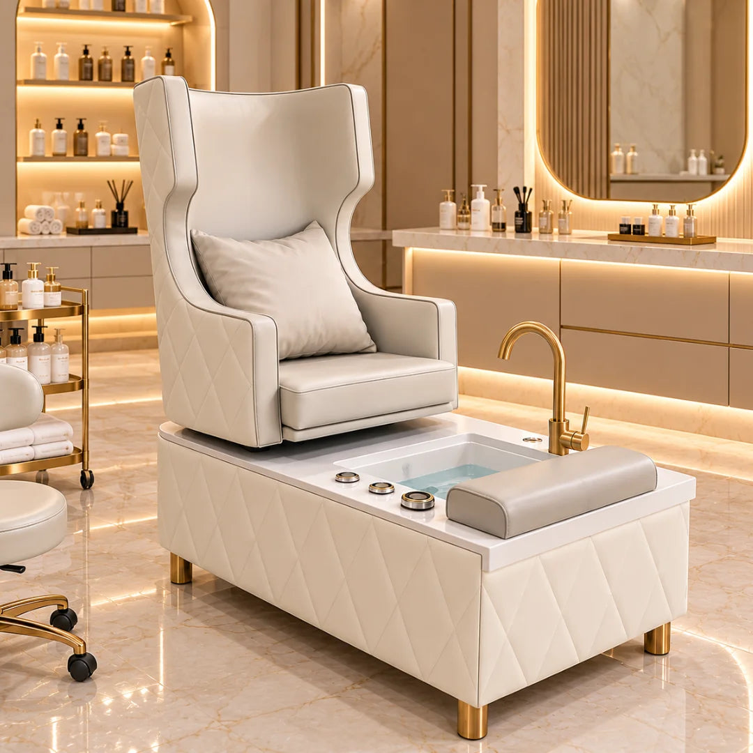 Upholstered Pedicure Spa Chair with Foot Basin