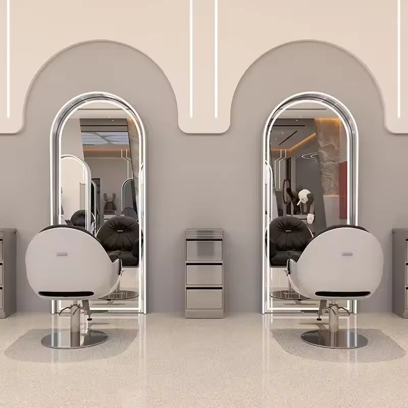 Freestanding Hair Salon Arched LED Mirror